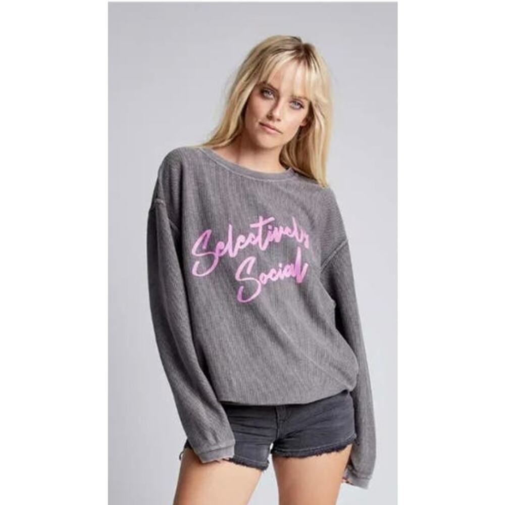 Lulusimon studio Selectively Social unisex Ribbed Sweatshirt Size S